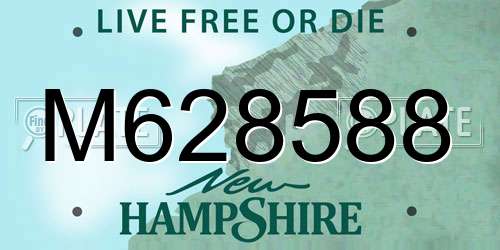 M628588 New Hampshire License Plate