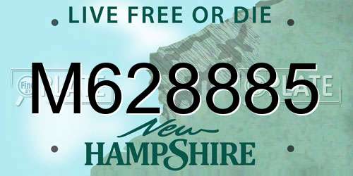 M628885 New Hampshire License Plate