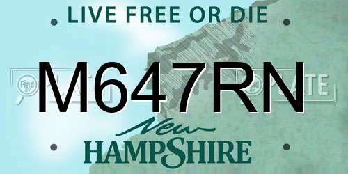M647RN New Hampshire License Plate