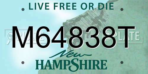 M64838T New Hampshire License Plate
