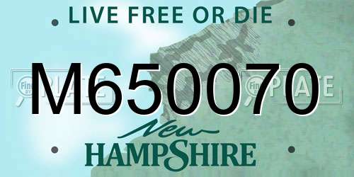 M650070 New Hampshire License Plate