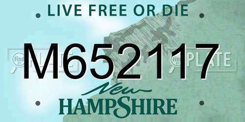 M652117 New Hampshire License Plate