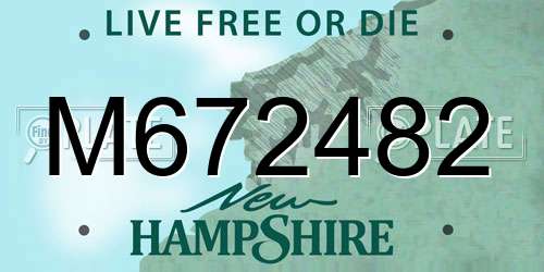 M672482 New Hampshire License Plate