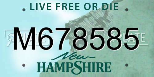 M678585 New Hampshire License Plate