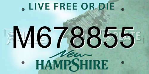 M678855 New Hampshire License Plate