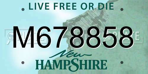 M678858 New Hampshire License Plate