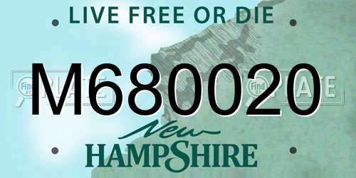 M680020 New Hampshire License Plate