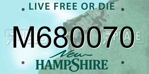 M680070 New Hampshire License Plate