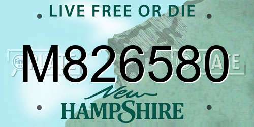 M826580 New Hampshire License Plate
