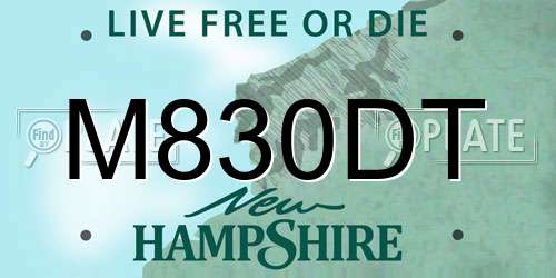 M830DT New Hampshire License Plate