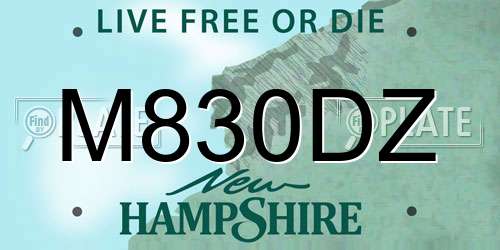 M830DZ New Hampshire License Plate