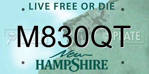 M830QT New Hampshire License Plate
