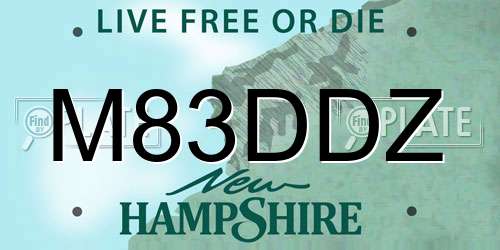 M83DDZ New Hampshire License Plate