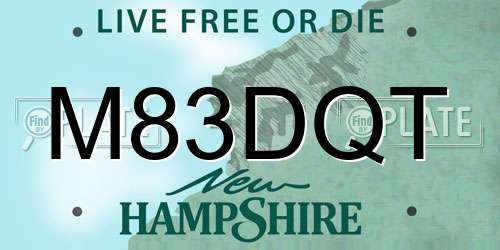 M83DQT New Hampshire License Plate