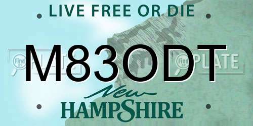 M83ODT New Hampshire License Plate