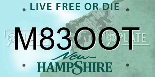 M83OOT New Hampshire License Plate