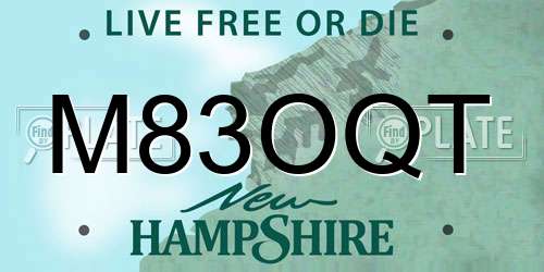 M83OQT New Hampshire License Plate