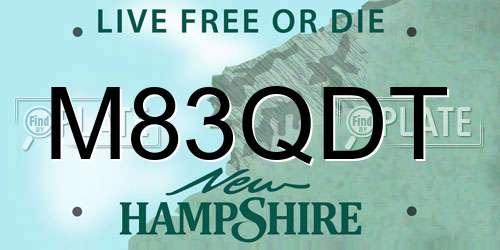 M83QDT New Hampshire License Plate