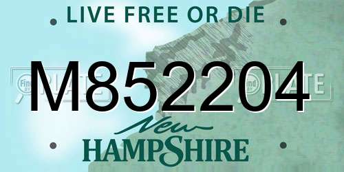 M852204 New Hampshire License Plate