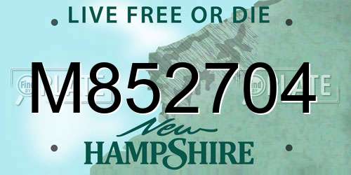 M852704 New Hampshire License Plate