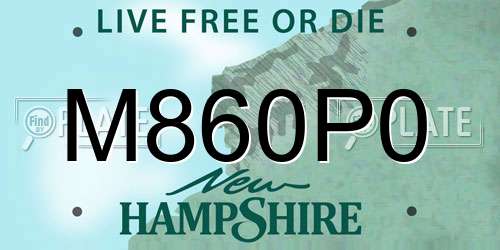 M860P0 New Hampshire License Plate