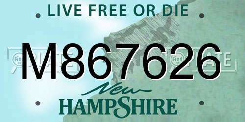 M867626 New Hampshire License Plate
