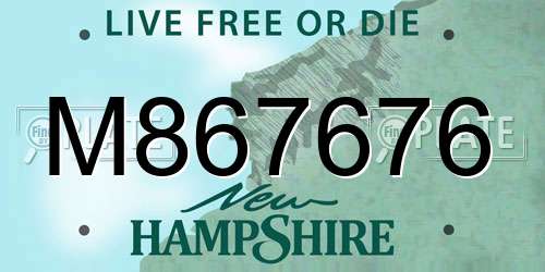 M867676 New Hampshire License Plate