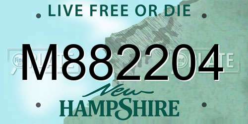 M882204 New Hampshire License Plate