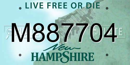 M887704 New Hampshire License Plate