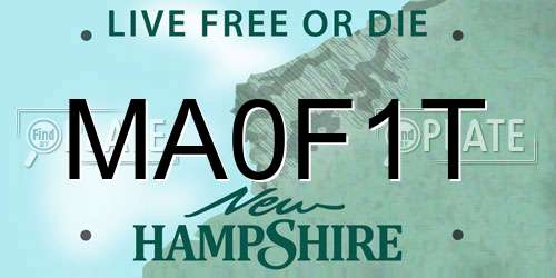 MA0F1T New Hampshire License Plate