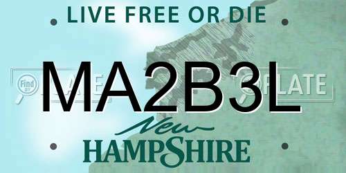 MA2B3L New Hampshire License Plate