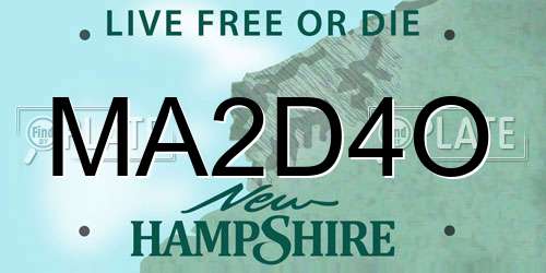 MA2D4O New Hampshire License Plate