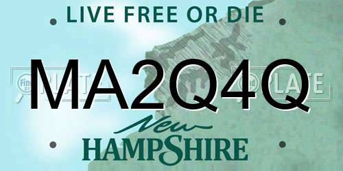 MA2Q4Q New Hampshire License Plate