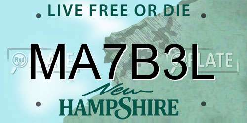 MA7B3L New Hampshire License Plate