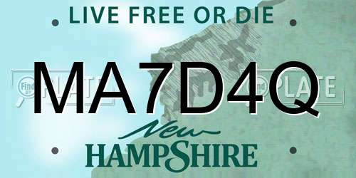 MA7D4Q New Hampshire License Plate