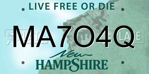 MA7O4Q New Hampshire License Plate