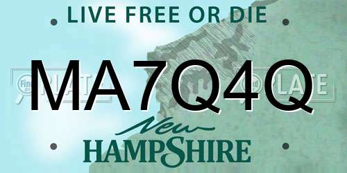 MA7Q4Q New Hampshire License Plate