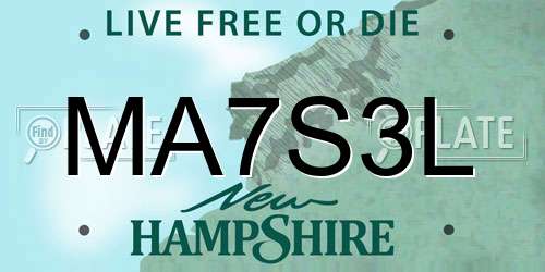 MA7S3L New Hampshire License Plate