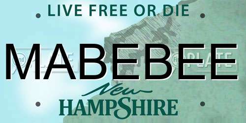 MABEBEE New Hampshire License Plate