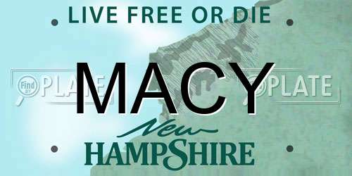 MACY New Hampshire License Plate