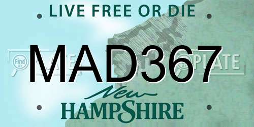 MAD367 New Hampshire License Plate