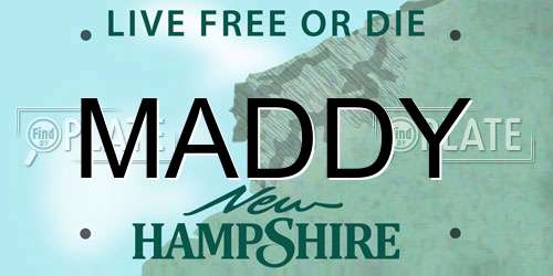 MADDY New Hampshire License Plate