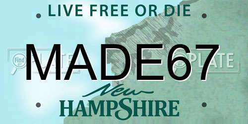 MADE67 New Hampshire License Plate