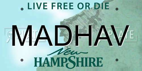 MADHAV New Hampshire License Plate