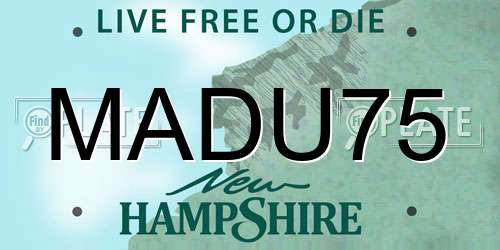 MADU75 New Hampshire License Plate