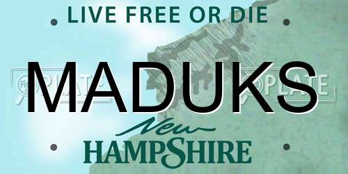 MADUKS New Hampshire License Plate