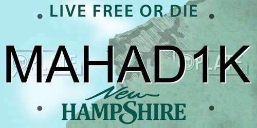MAHAD1K New Hampshire License Plate
