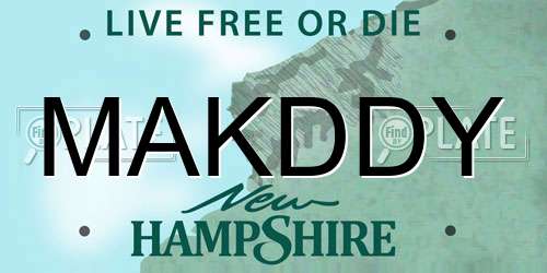 MAKDDY New Hampshire License Plate