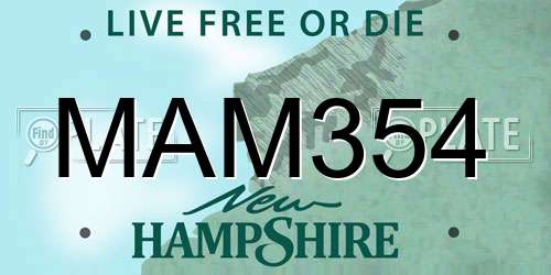 MAM354 New Hampshire License Plate