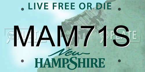 MAM71S New Hampshire License Plate